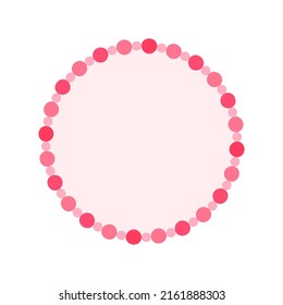 Round pastel frame with pink polka dot pattern design. Simple minimal Valentine's Day decorative element.