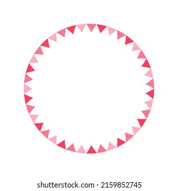 Round Pastel Frame With Triangle Pennant Pattern Design. Simple Minimal Valentine's Day Decorative Element.