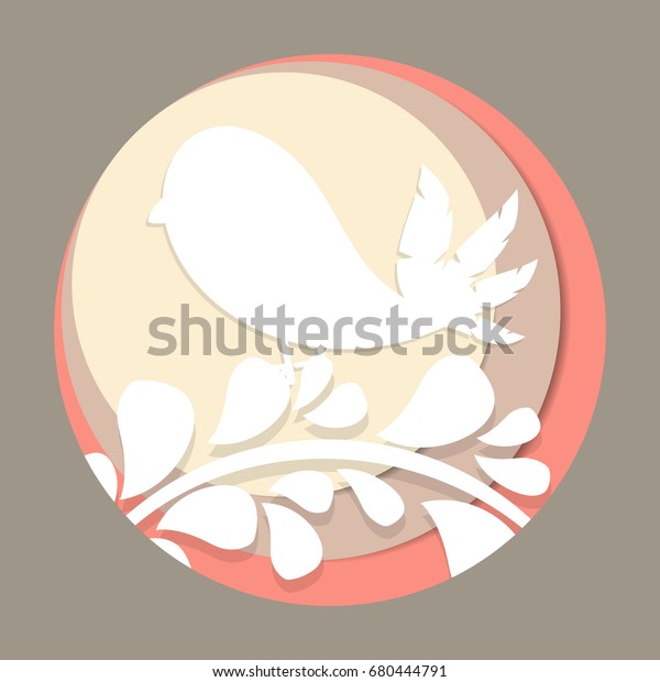 Round Pastel Logo Postcardsticker Template White Stock Vector