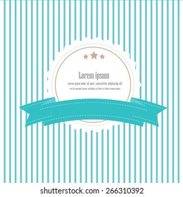 Round pattern abstract design element .blue and white background with ribbon  .vector illustration
