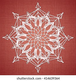 Round pattern. Circular floral pattern, crochet mandala. A set of lacy napkins. Vector illustration.