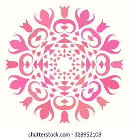 Round pattern, Circular ornament design element, Pink color
