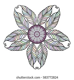 Round pattern. Circular ornament design element. Vector Mandala.