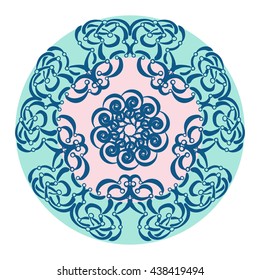 Round pattern. Circular ornament  element. Vector Mandala. Plate design.
