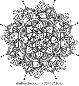 Livro de cores padrão redondo antistress mandala. ilustração estilo doodle. Desenho oriental para colorir.
