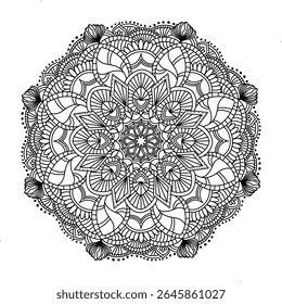 Livro de cores padrão redondo antistress mandala. ilustração estilo doodle. Desenho oriental para colorir.