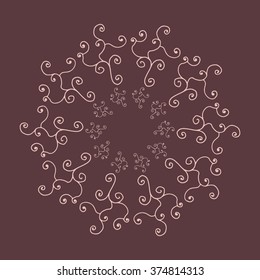 Round pattern with curls. Vector. Hand drawn illustration. Background.