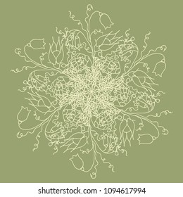 Round pattern. Curly flower ornament. Vector illustration.