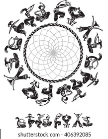Round pattern with dancing figures 