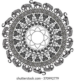 Round pattern with decorated elephants