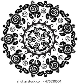 Round pattern with decorated turtles