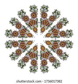 Round pattern decorative element. Vector illustration