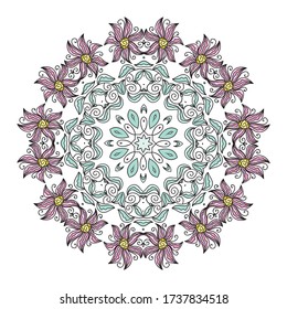 Round pattern decorative element. Vector illustration