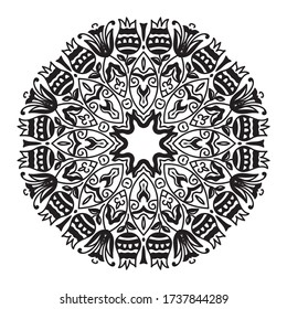 Round pattern decorative element. Vector illustration