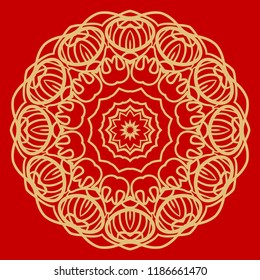 Round pattern flower mandala. circle floral ornament. Legend decorative vector illustration.