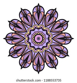 Round pattern flower mandala. circle floral ornament. Decorative illustration.