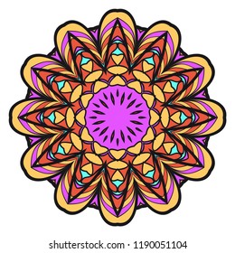 Round pattern flower mandala. circle floral ornament. Legend decorative vector illustration.