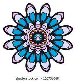 Round pattern flower mandala. circle floral ornament. Decorative illustration.