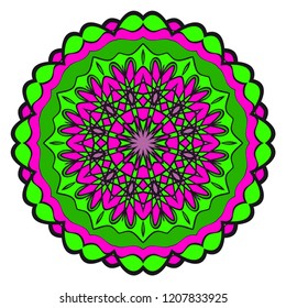 Round pattern flower mandala. circle floral ornament. Legend decorative vector illustration.
