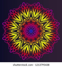 Round pattern flower mandala. circle floral ornament. Legend decorative vector illustration.
