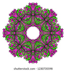 Round pattern flower mandala. circle floral ornament. Legend decorative vector illustration.