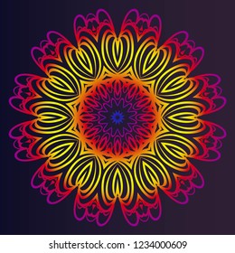 Round pattern flower mandala. circle floral ornament. Decorative illustration