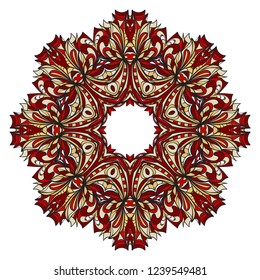 Round pattern flower mandala. circle floral ornament. Legend decorative vector illustration.