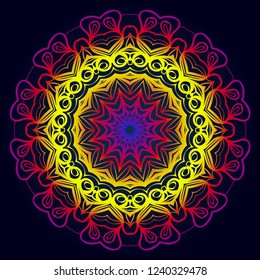 Round pattern flower mandala. circle floral ornament. Decorative illustration