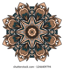 Round pattern flower mandala. circle floral ornament. Legend decorative vector illustration.