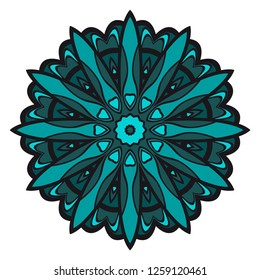 Round pattern flower mandala. circle floral ornament. Decorative illustration.