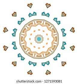 Round pattern flower mandala. circle floral ornament. Legend decorative vector illustration.