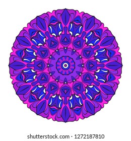 Round pattern flower mandala. circle floral ornament. Decorative illustration