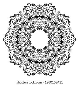 Round Pattern Flower Mandala. Circle Floral Ornament. Decorative Illustration