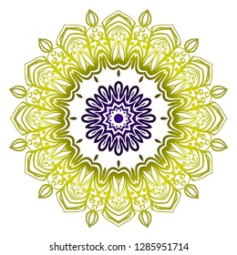 Round pattern flower mandala. circle floral ornament. Legend decorative vector illustration.