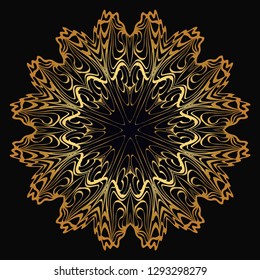 Round Pattern Flower Mandala. Circle Floral Ornament. Legend Decorative Vector Illustration.