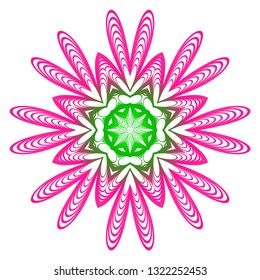 Round Pattern Flower Mandala. Circle Floral Ornament. Decorative Illustration