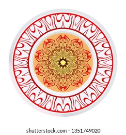 Round Pattern Flower Mandala. Circle Floral Ornament. Legend Decorative Vector Illustration.