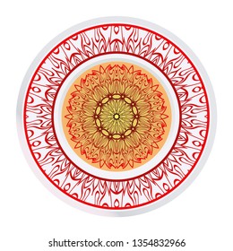 Round Pattern Flower Mandala. Circle Floral Ornament. Legend Decorative Vector Illustration.