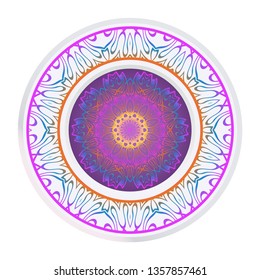 Round Pattern Flower Mandala. Circle Floral Ornament. Legend Decorative Vector Illustration.