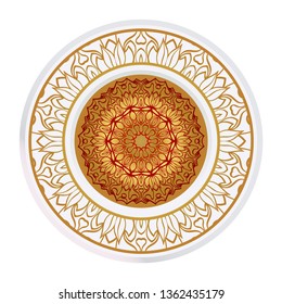 Round Pattern Flower Mandala. Circle Floral Ornament. Legend Decorative Vector Illustration.