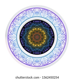 Round Pattern Flower Mandala. Circle Floral Ornament. Legend Decorative Vector Illustration.