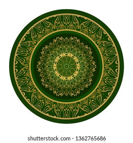 Round Pattern Flower Mandala. Circle Floral Ornament. Legend Decorative Vector Illustration.