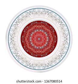 Round Pattern Flower Mandala. Circle Floral Ornament. Legend Decorative Vector Illustration.