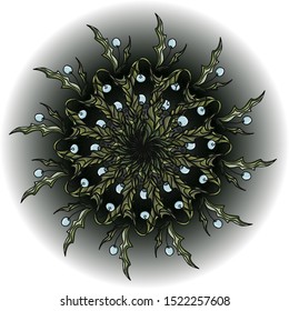 Round pattern. Flowers. Vector illustration.