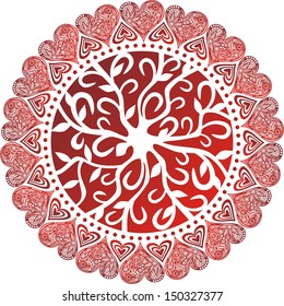 Round pattern heart love romantic design element vector illustration