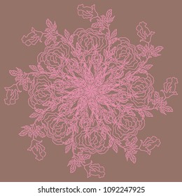 Round pattern. Lace ornament. Beautiful Rose. Vector illustration.