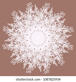 Round pattern. Lace ornament. Snowflake. Vector illustration.