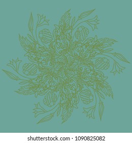 Round pattern. Lace ornament.Flowers. Vector illustration.