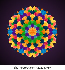 Round pattern with leaf, autumn colorful leaf background  