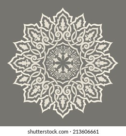 Round Pattern Mandala. Abstract Design Of Persian- Islamic-Turkish-Ara Bic Vector Circle Floral Ornamental Border! 